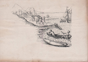 Natives in canoes